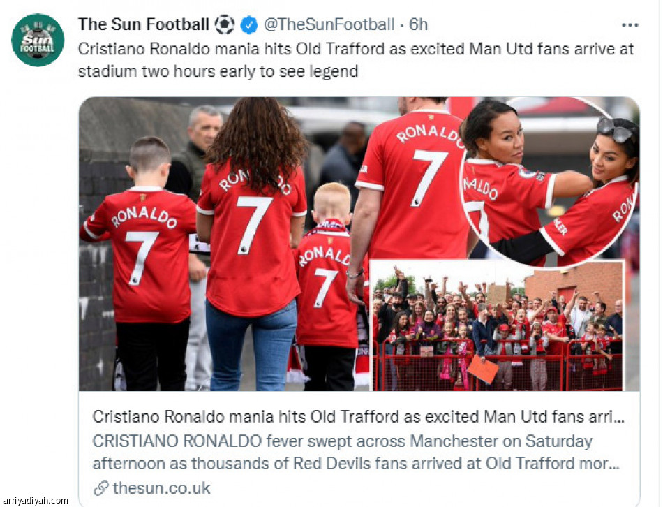 عودة رونالدو..
60 مليون تفاعل